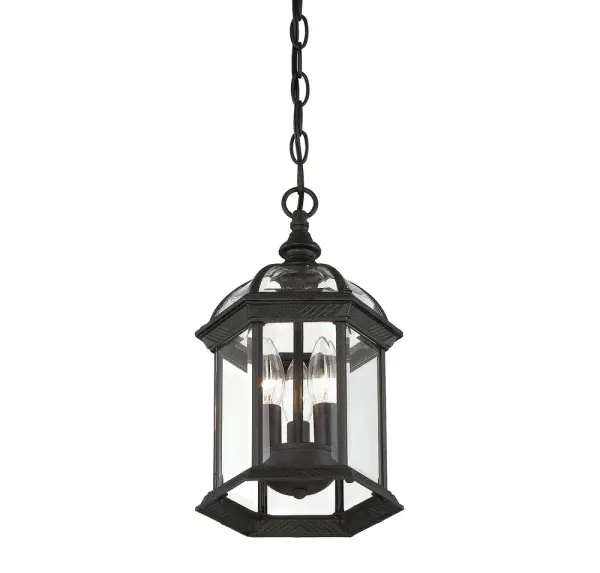 Kensington 3-Light Outdoor Hanging Lantern in Textured Black - Image 4
