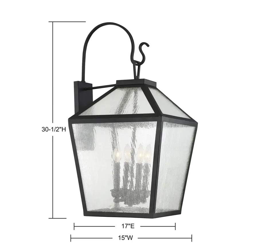 Woodstock 4-Light Outdoor Wall Lantern in Black - Image 6