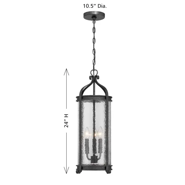 Preston 3-Light Outdoor Hanging Lantern in Iron Oxide - Image 7