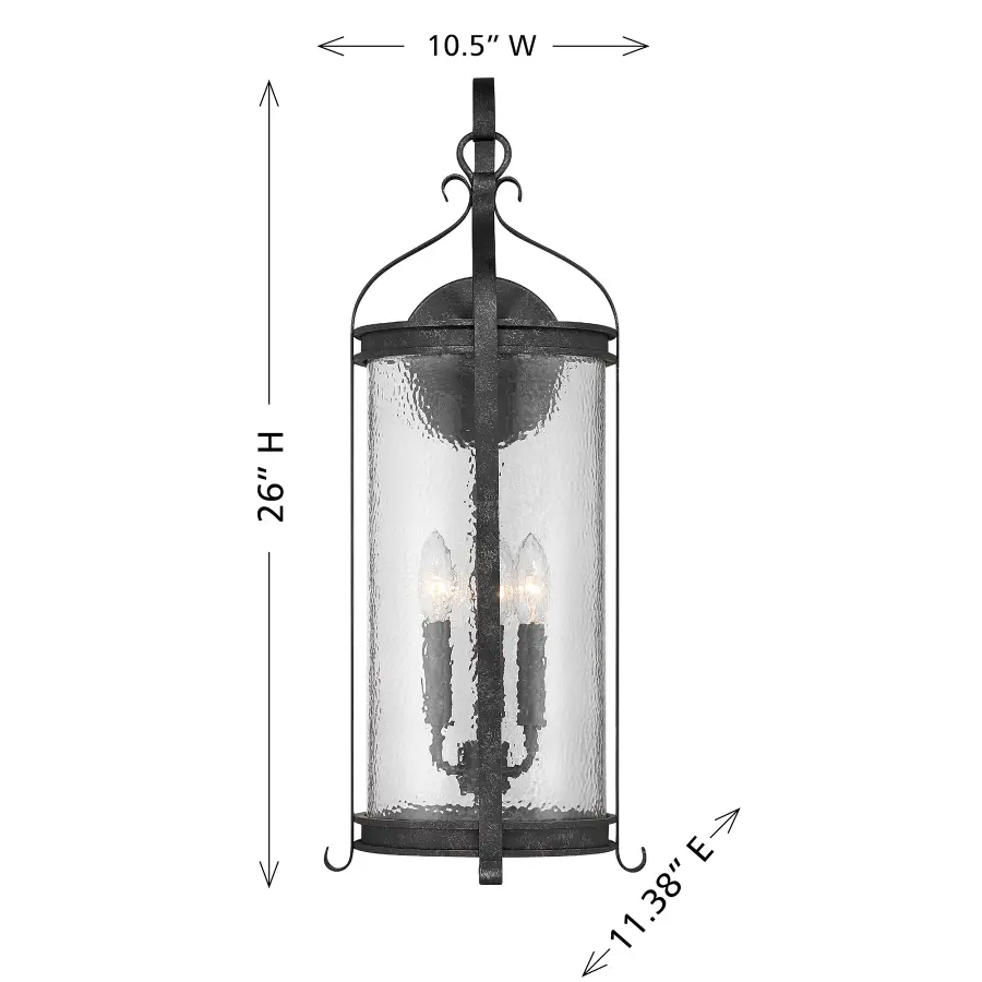 Preston 3-Light Outdoor Wall Lantern in Iron Oxide - Image 6
