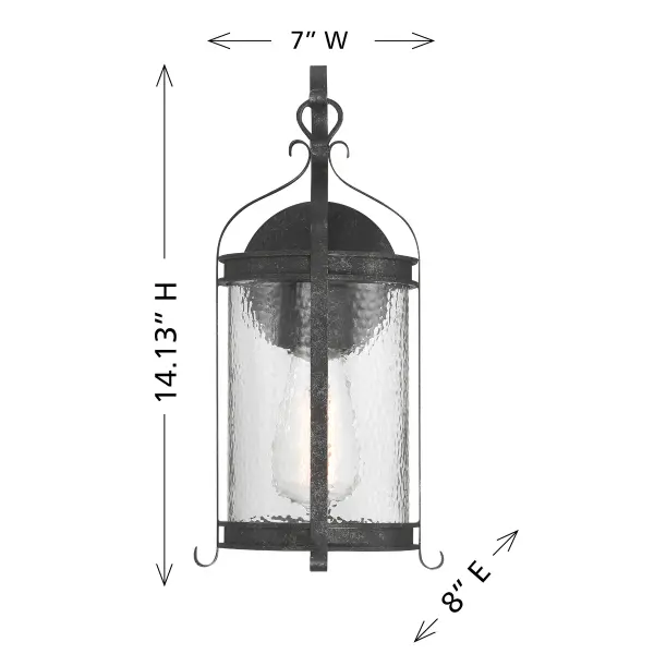 Preston 1-Light Outdoor Wall Lantern in Iron Oxide - Image 6
