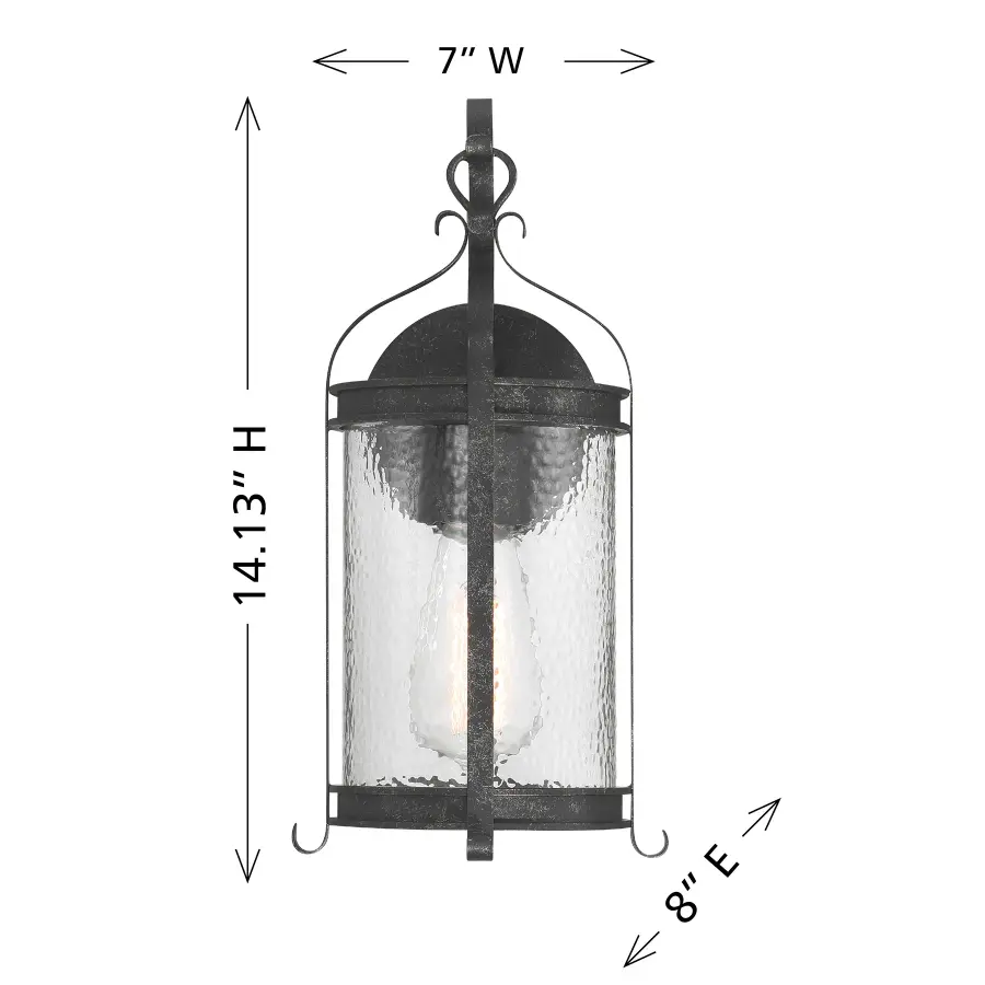 Preston 1-Light Outdoor Wall Lantern in Iron Oxide - Image 6