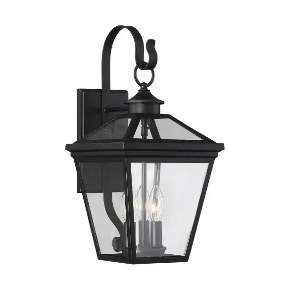 Ellijay 3-Light Outdoor Wall Lantern in Black - Image 1