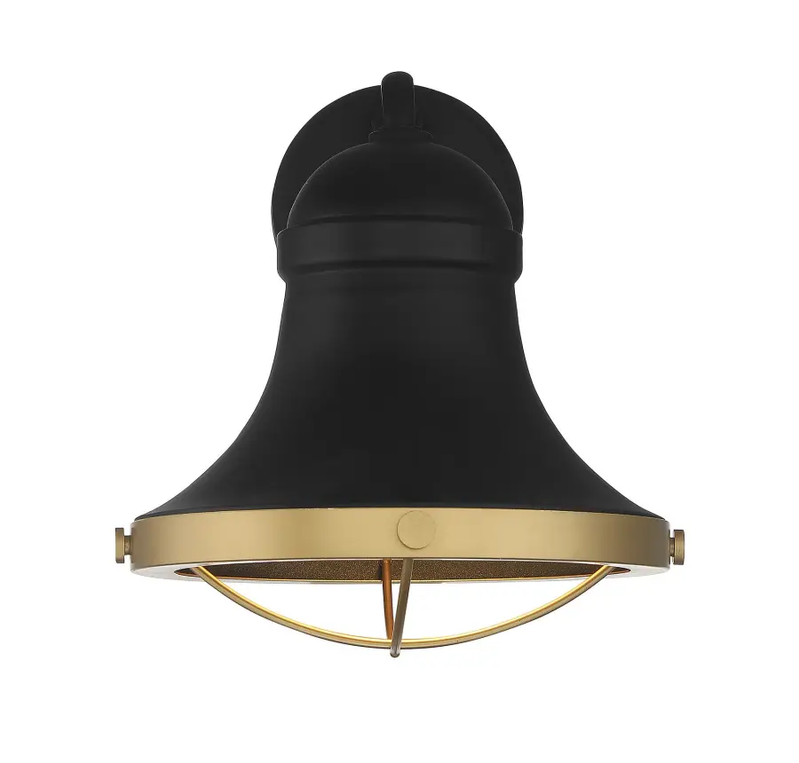 Belmont 1-Light Outdoor Dark Sky Wall Lantern in Textured Black with Warm Brass Accents - Image 3