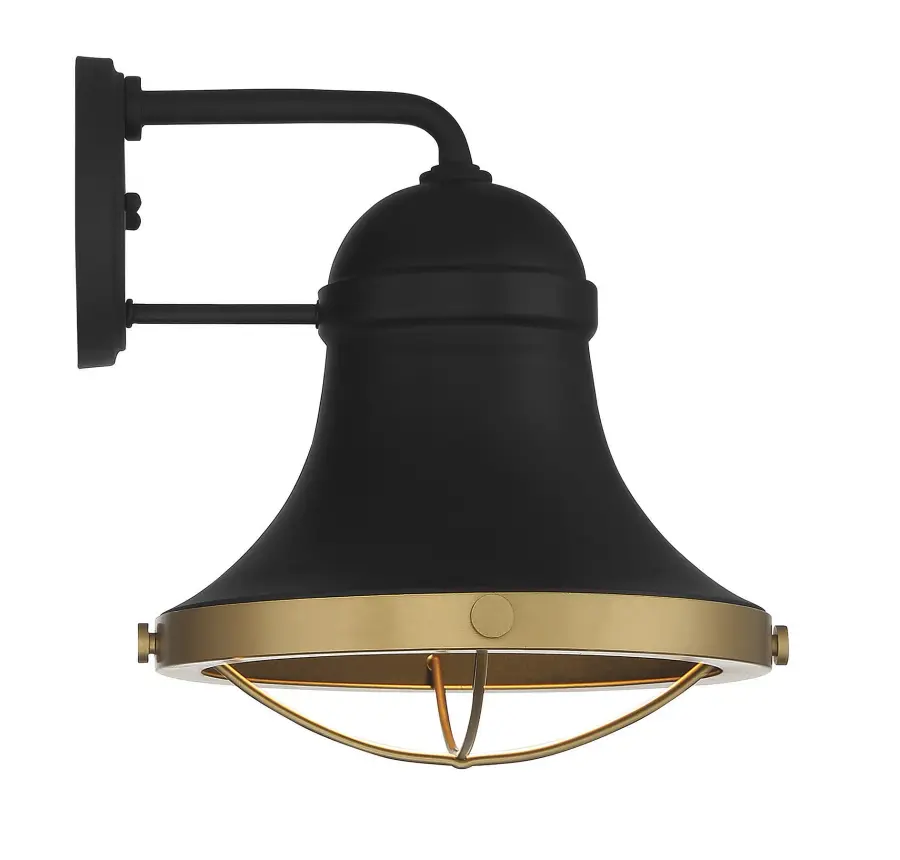 Belmont 1-Light Outdoor Dark Sky Wall Lantern in Textured Black with Warm Brass Accents - Image 5