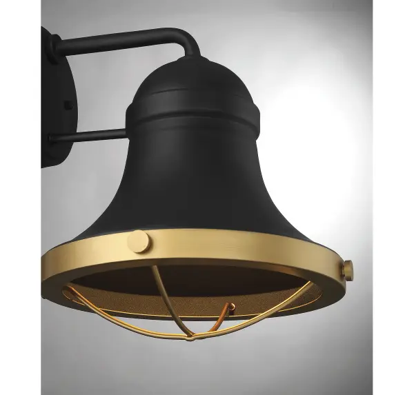 Belmont 1-Light Outdoor Dark Sky Wall Lantern in Textured Black with Warm Brass Accents - Image 6
