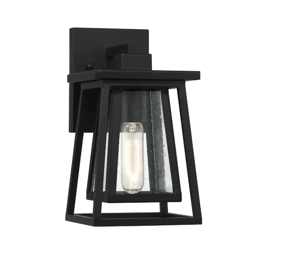 Denver 1-Light Outdoor Wall Lantern in Matte Black - Image 1