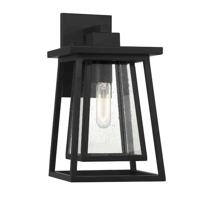Denver 1-Light Outdoor Wall Lantern in Matte Black - Image 1