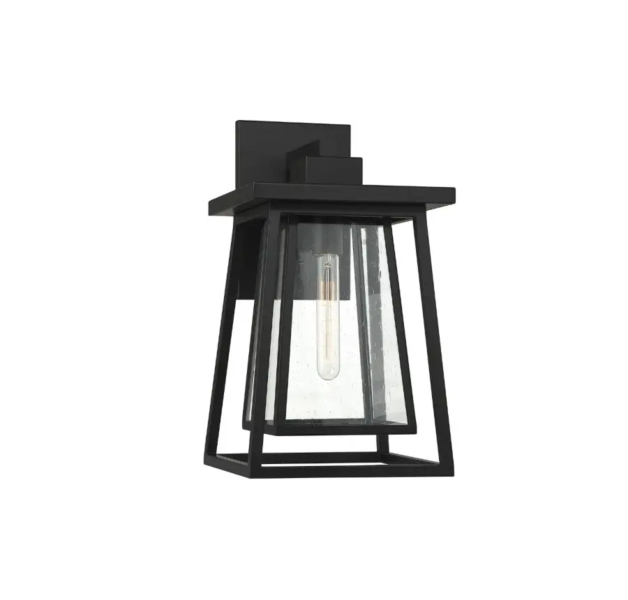 Denver 1-Light Outdoor Wall Lantern in Matte Black - Image 1