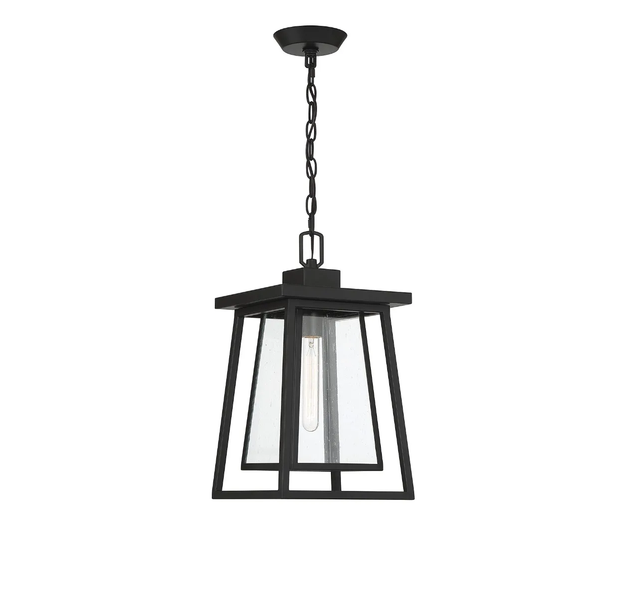 Denver One Light Outdoor Hanging Lantern in Matte Black