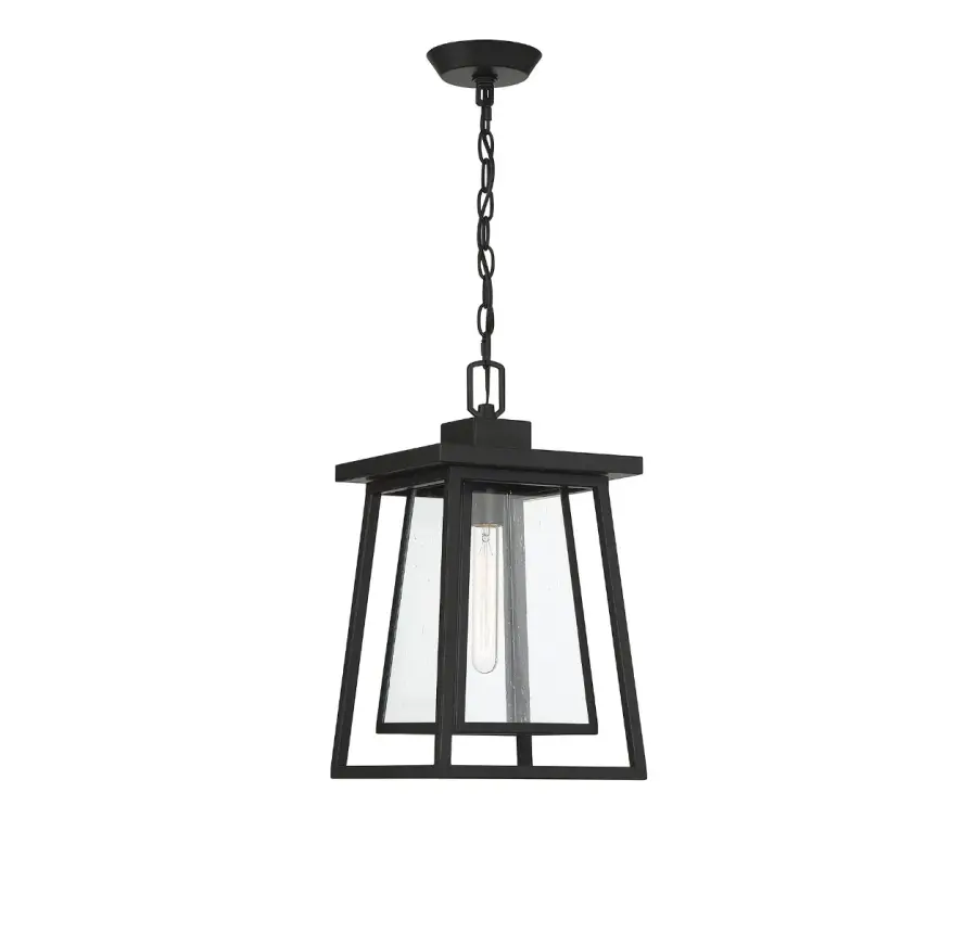 Denver 1-Light Outdoor Hanging Lantern in Matte Black - Image 1
