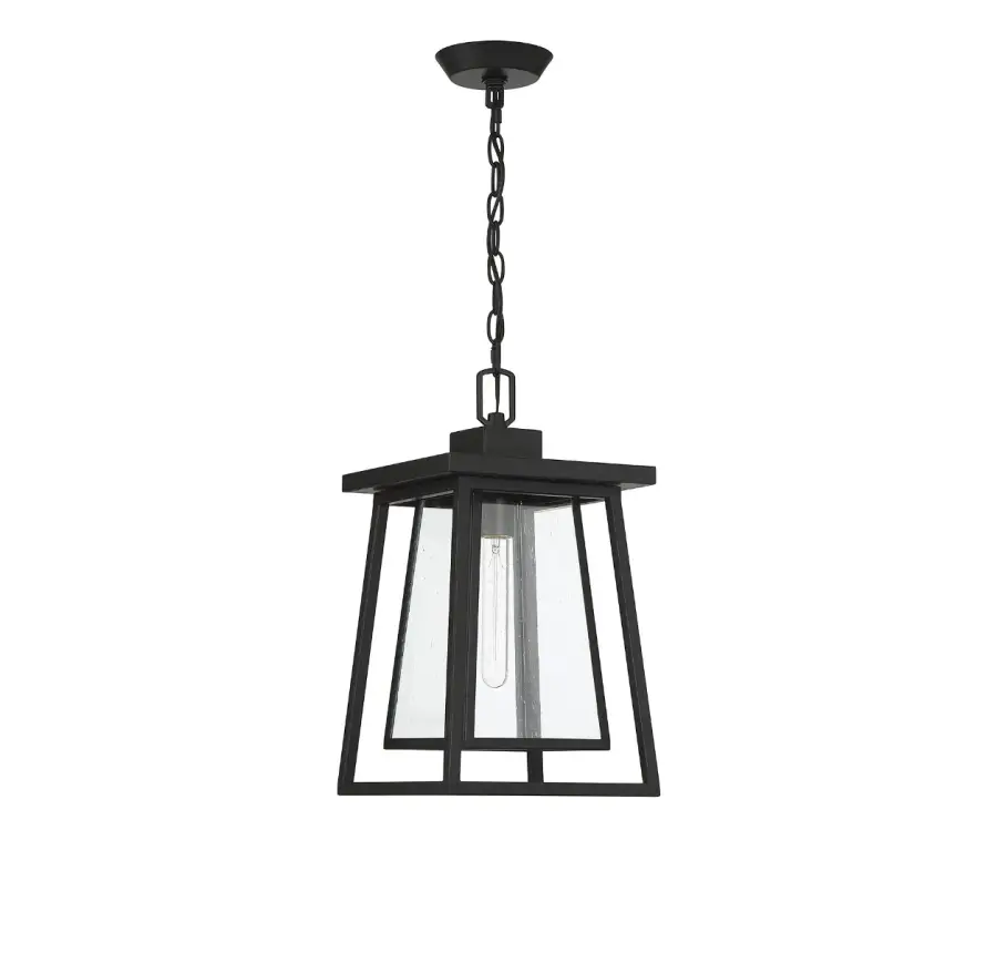 Denver 1-Light Outdoor Hanging Lantern in Matte Black - Image 2