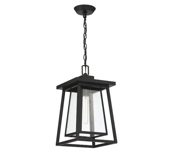 Denver 1-Light Outdoor Hanging Lantern in Matte Black - Image 3