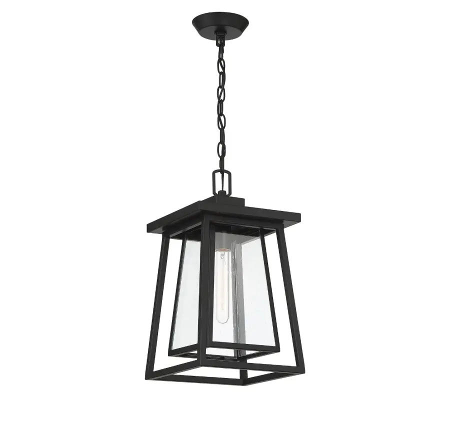 Denver 1-Light Outdoor Hanging Lantern in Matte Black - Image 3
