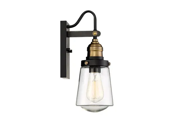 Macauley 1-Light Outdoor Wall Lantern in Vintage Black with Warm Brass - Image 5