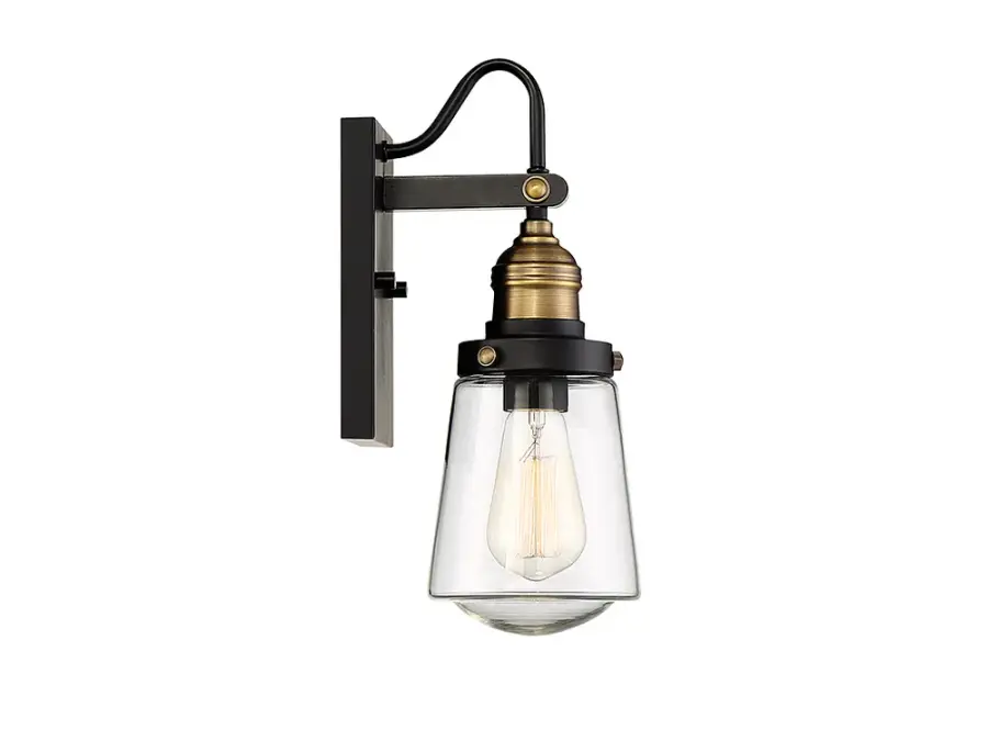 Macauley 1-Light Outdoor Wall Lantern in Vintage Black with Warm Brass - Image 5