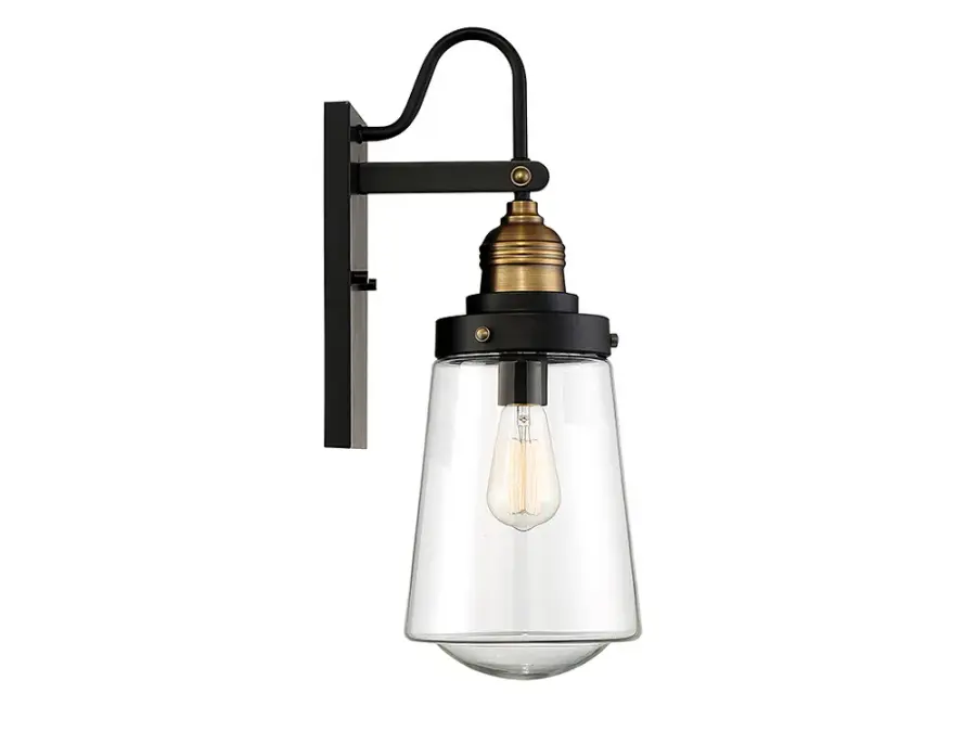 Macauley 1-Light Outdoor Wall Lantern in Vintage Black with Warm Brass - Image 5