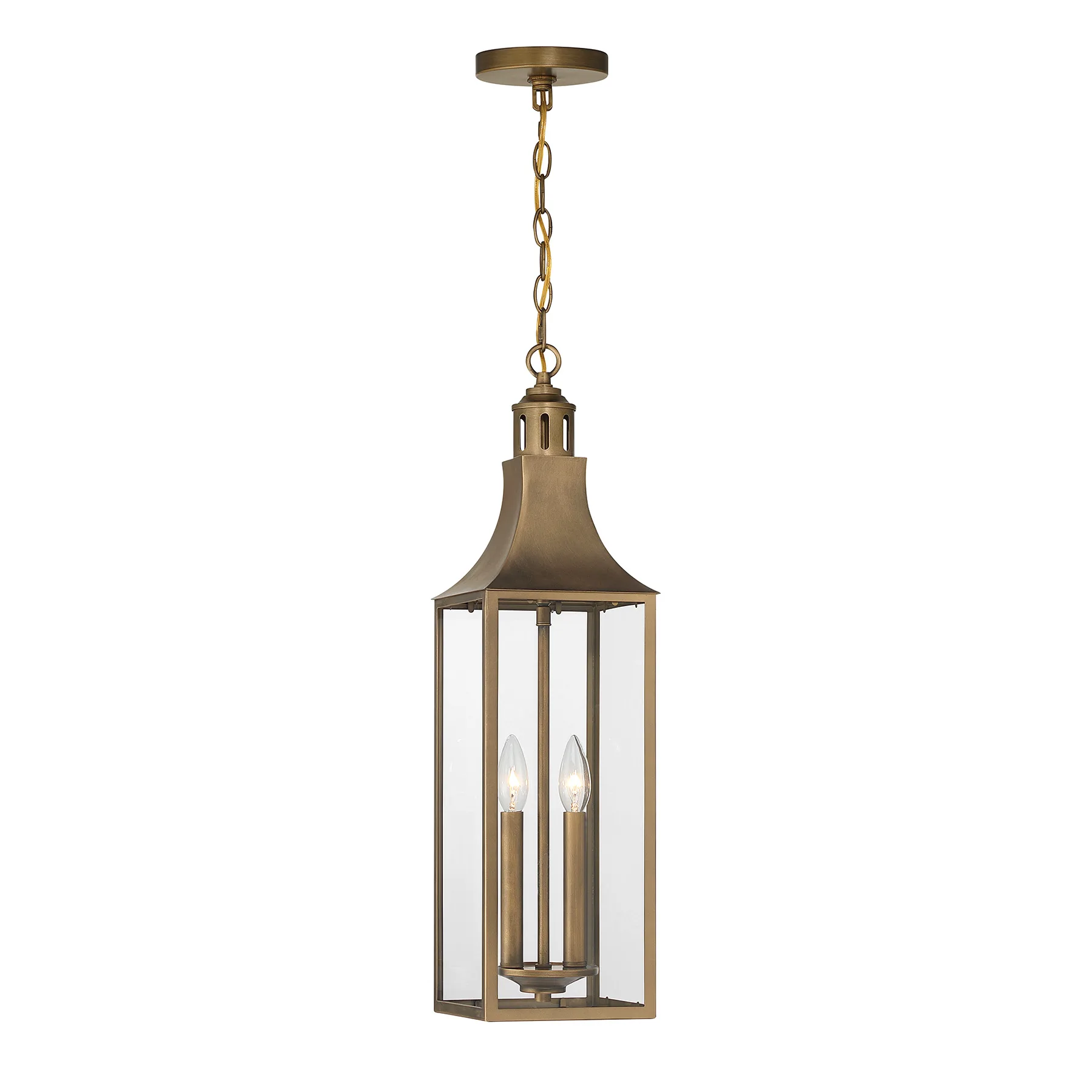 Lancaster Two Light Outdoor Hanging Lantern in Atlas Bronze