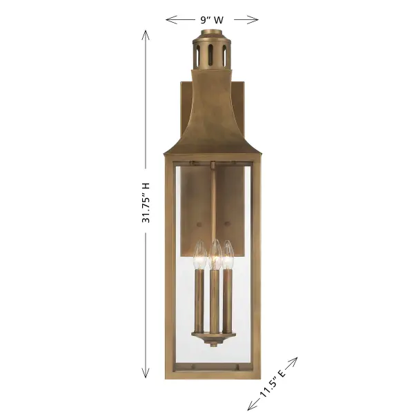 Lancaster 3-Light Outdoor Wall Lantern in Atlas Bronze - Image 6