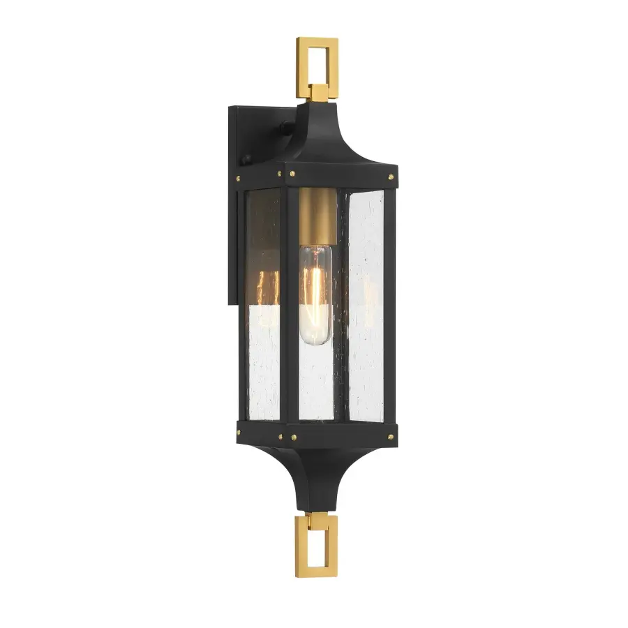 Glendale One Light Outdoor Wall Lantern in Matte Black/Weathered Brushed Brass - Image 1