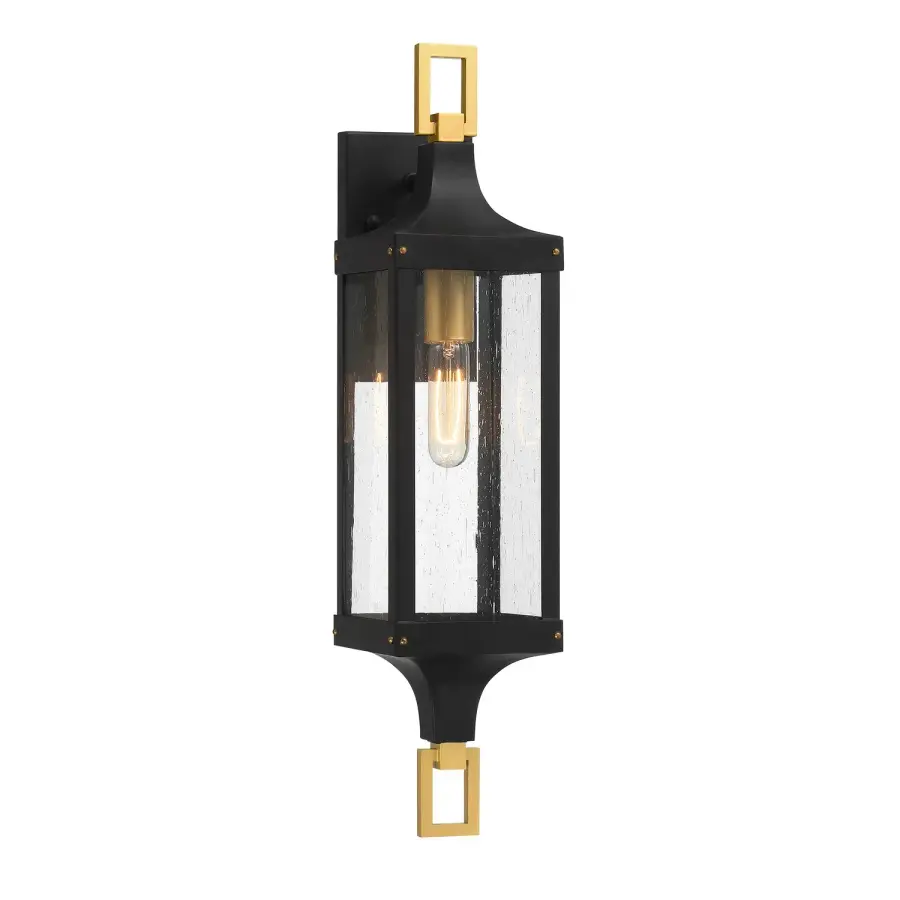 Glendale One Light Outdoor Wall Lantern in Matte Black/Weathered Brushed Brass - Image 1
