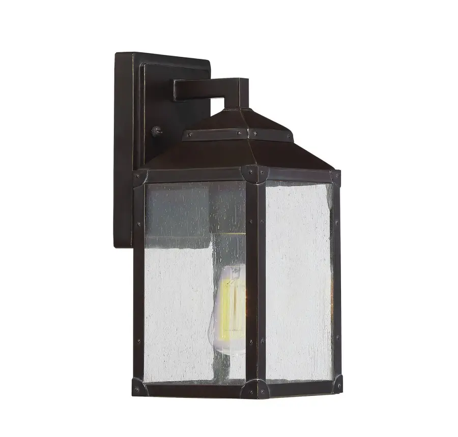 Brennan 1-Light Outdoor Wall Lantern in English Bronze with Gold - Image 1