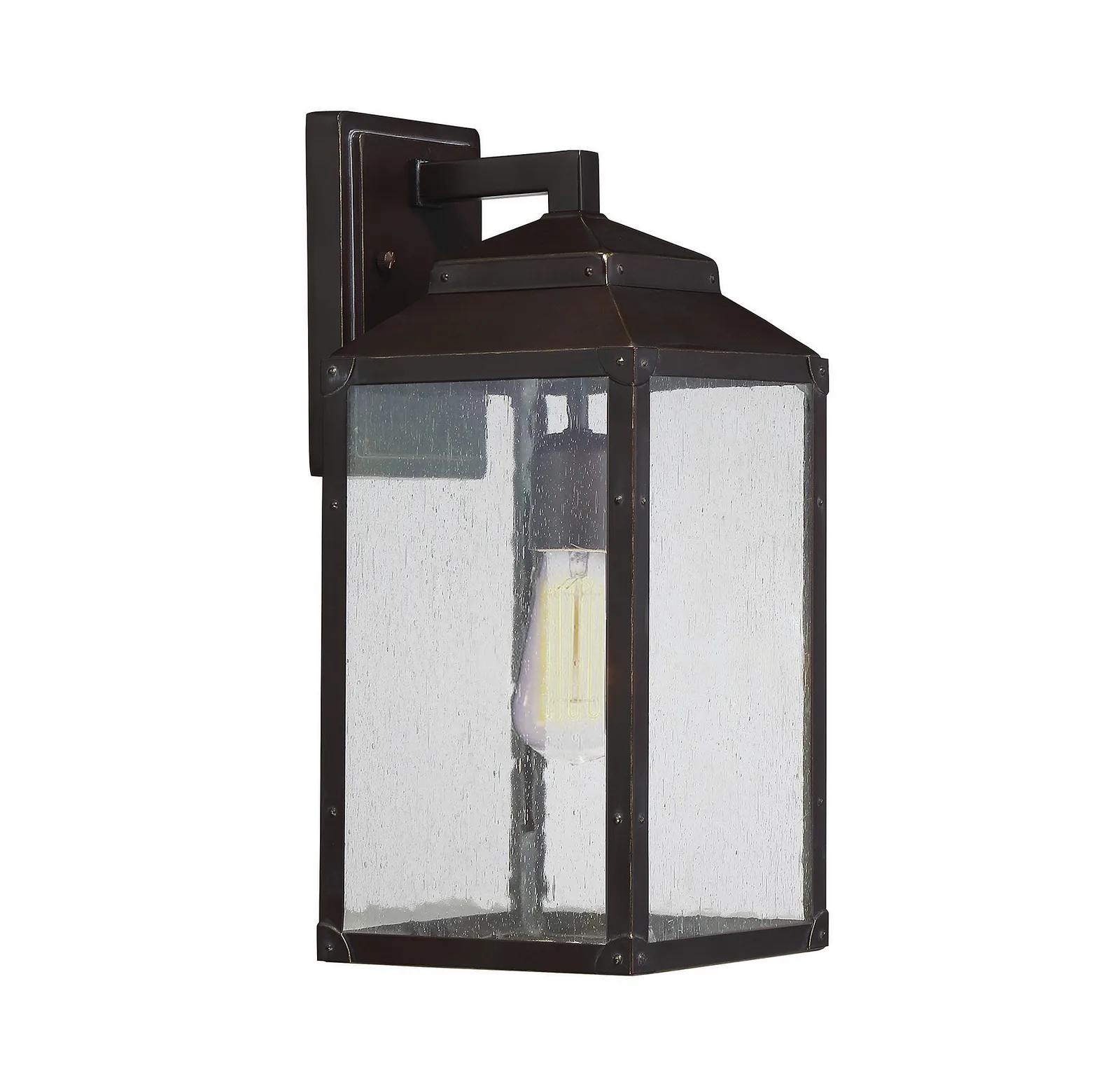 Brennan One Light Outdoor Wall Lantern in English Bronze with Gold