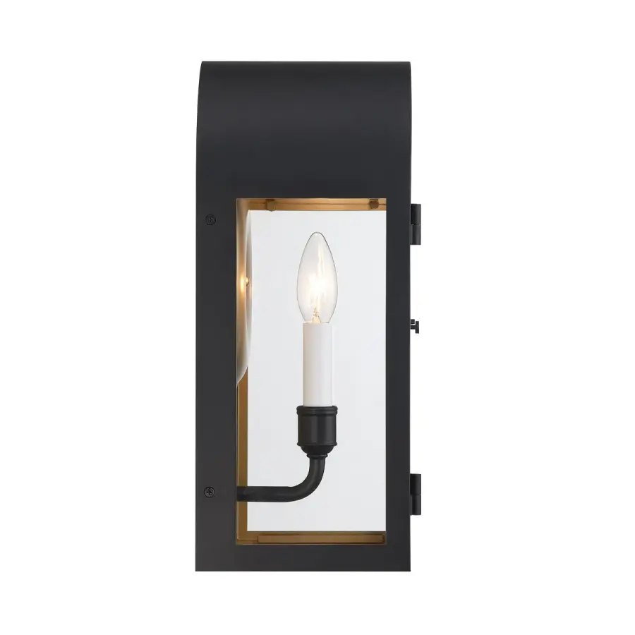 Grotto 1-Light Outdoor Wall Lantern in Matte Black with Vintage Gold - Image 5