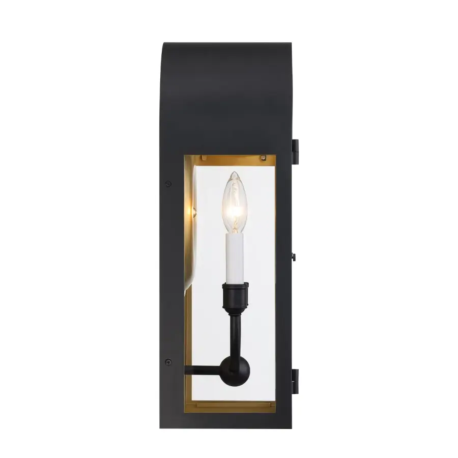 Grotto 2-Light Outdoor Wall Lantern in Matte Black with Vintage Gold - Image 5