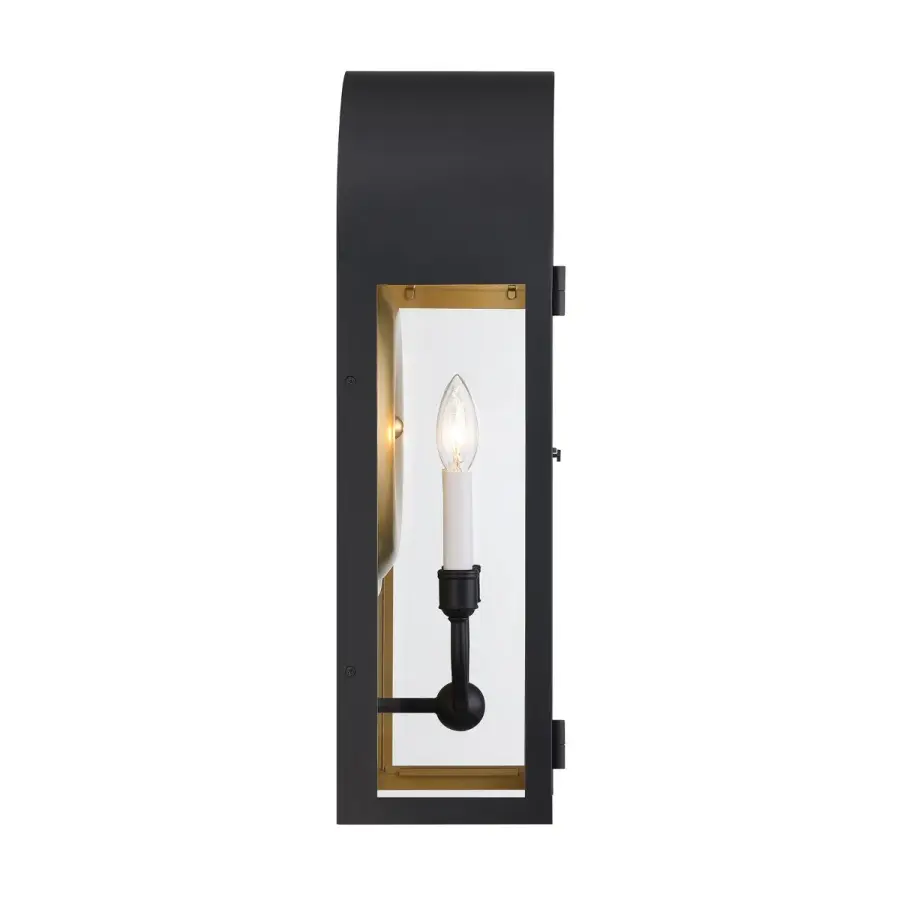 Grotto 2-Light Outdoor Wall Lantern in Matte Black with Vintage Gold - Image 5