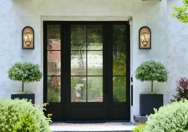 Grotto 2-Light Outdoor Wall Lantern in Matte Black with Vintage Gold - Image 6