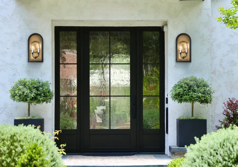 Grotto 2-Light Outdoor Wall Lantern in Matte Black with Vintage Gold - Image 6