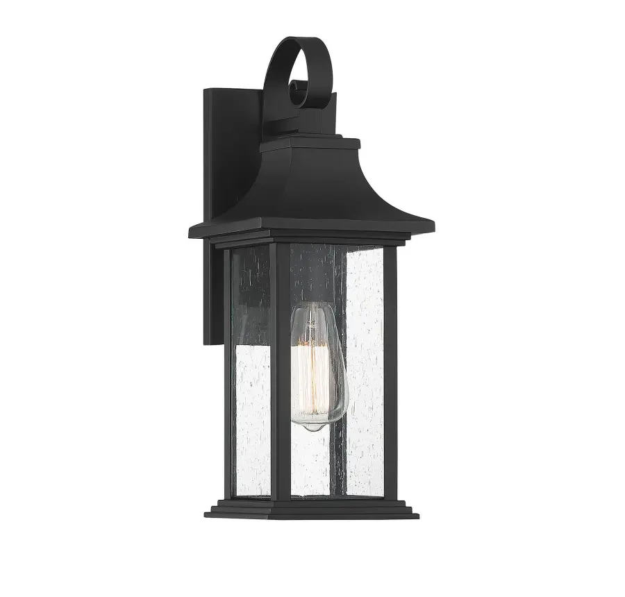 Hancock 1-Light Outdoor Wall Lantern in Matte Black - Image 1