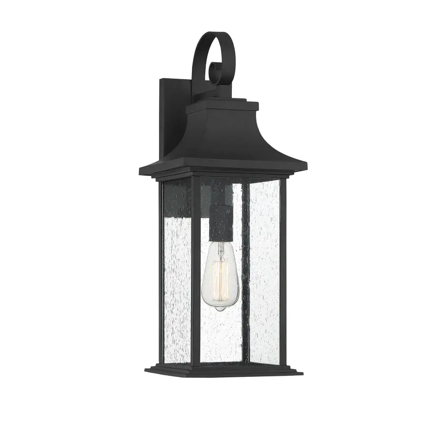 Hancock 1-Light Outdoor Wall Lantern in Matte Black - Image 1