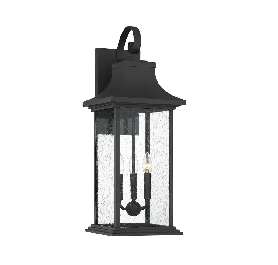 Hancock 3-Light Outdoor Wall Lantern in Matte Black - Image 1
