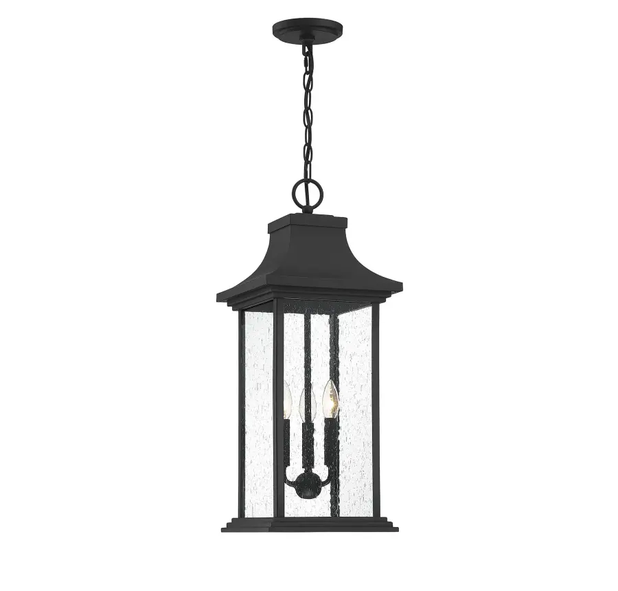 Hancock 3-Light Outdoor Hanging Lantern in Matte Black - Image 1