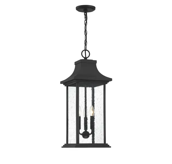 Hancock 3-Light Outdoor Hanging Lantern in Matte Black - alternate view