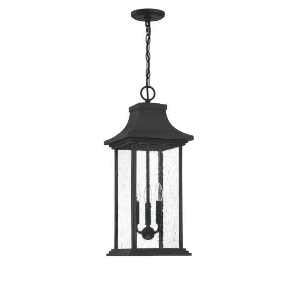 Hancock 3-Light Outdoor Hanging Lantern in Matte Black - Image 3