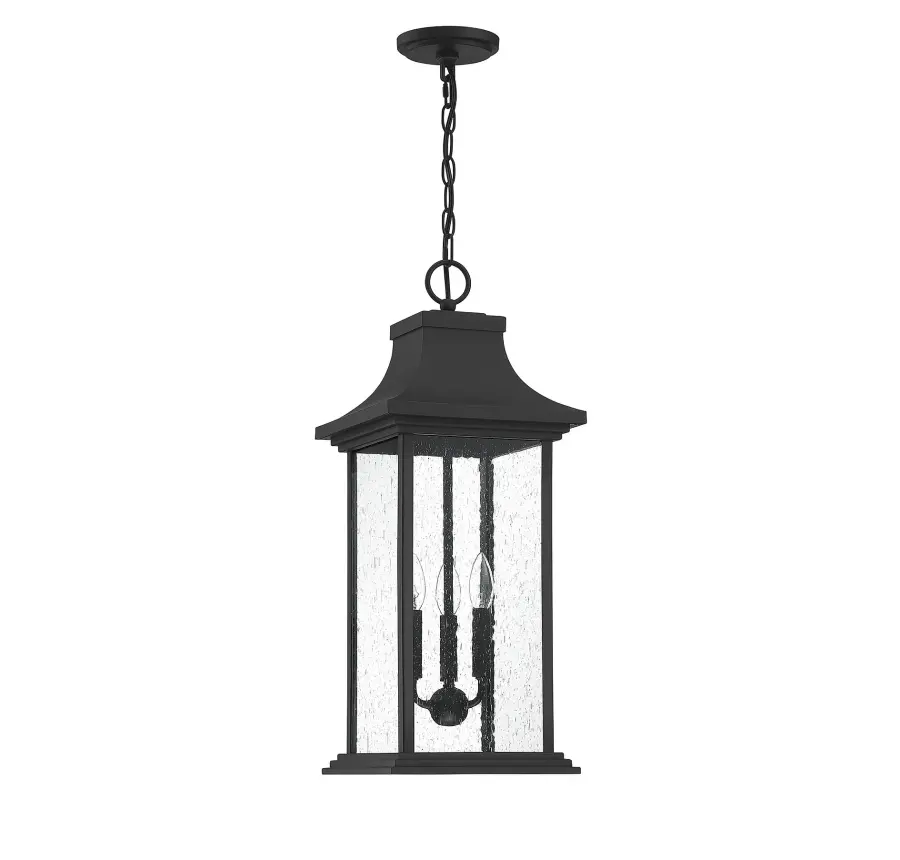 Hancock 3-Light Outdoor Hanging Lantern in Matte Black - Image 3
