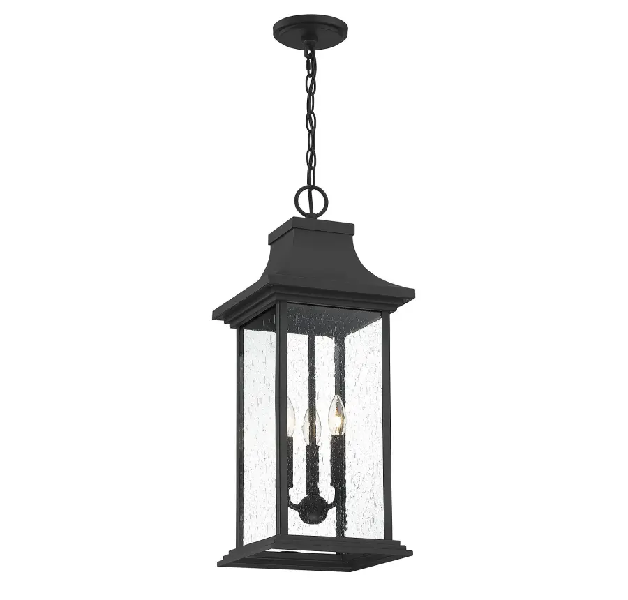 Hancock 3-Light Outdoor Hanging Lantern in Matte Black - Image 8
