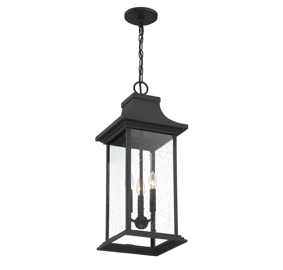 Hancock 3-Light Outdoor Hanging Lantern in Matte Black - Image 10