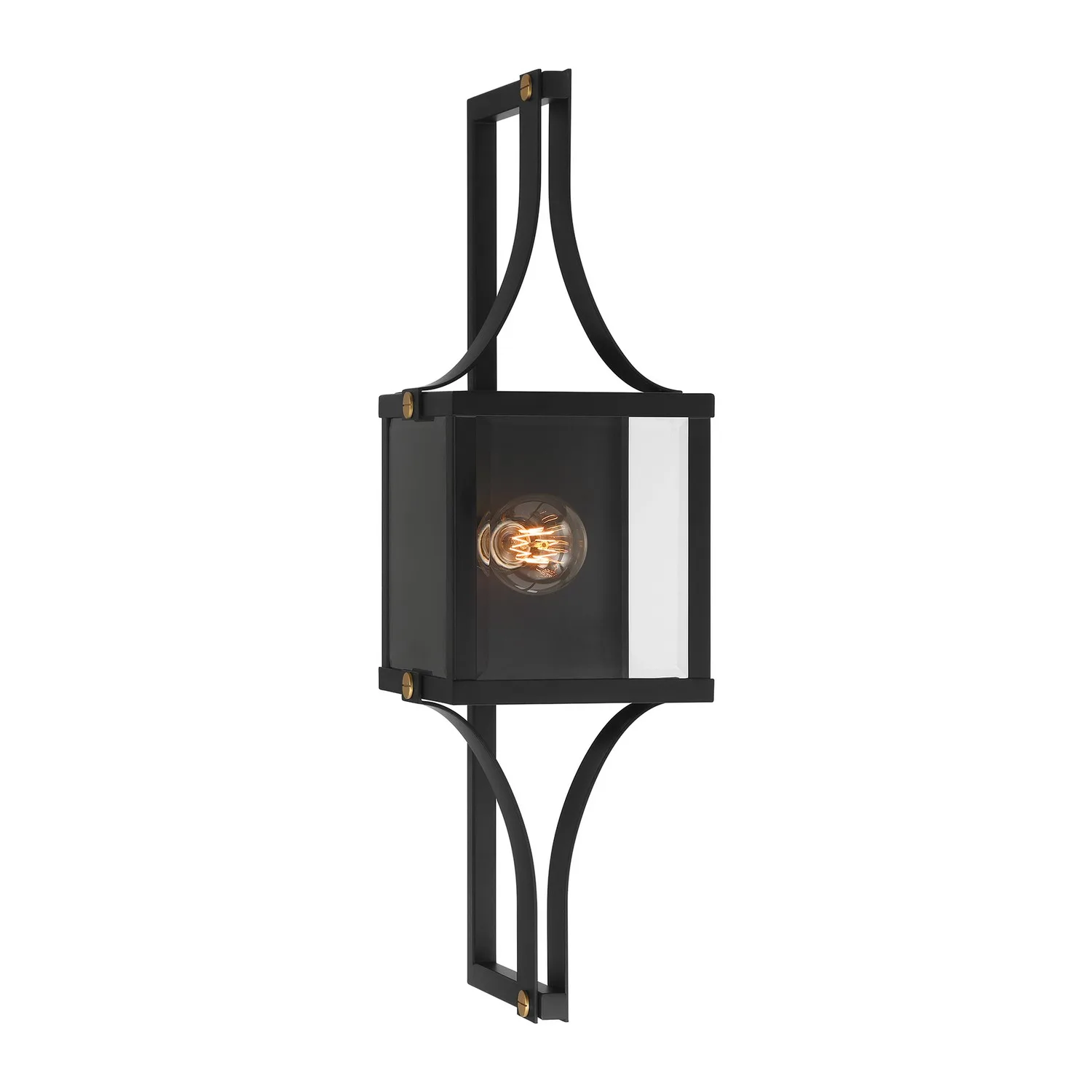Raeburn One Light Outdoor Wall Lantern in Matte Black/Weathered Brushed Brass