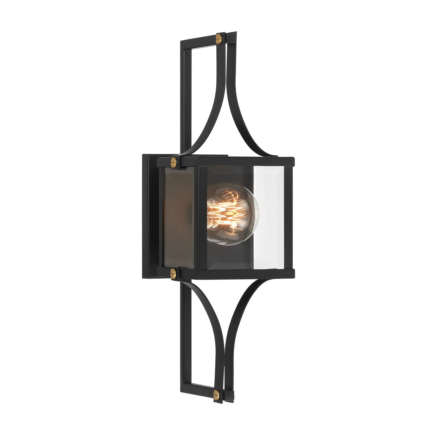 Raeburn One Light Outdoor Wall Lantern in Matte Black/Weathered Brushed Brass