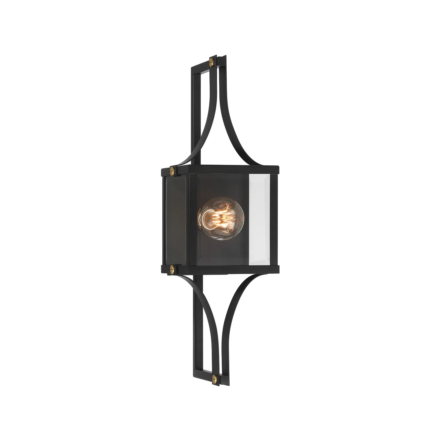 Raeburn One Light Outdoor Wall Lantern in Matte Black/Weathered Brushed Brass