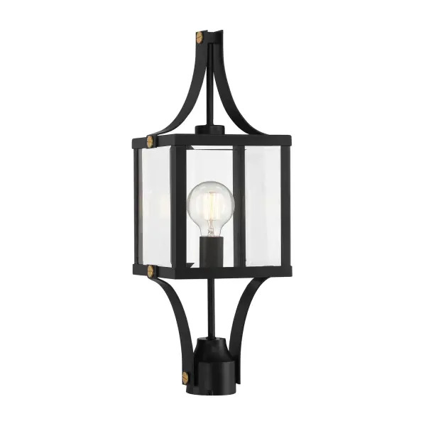 Raeburn One Light Outdoor Post Lantern in Matte Black/Weathered Brushed Brass - Image 1