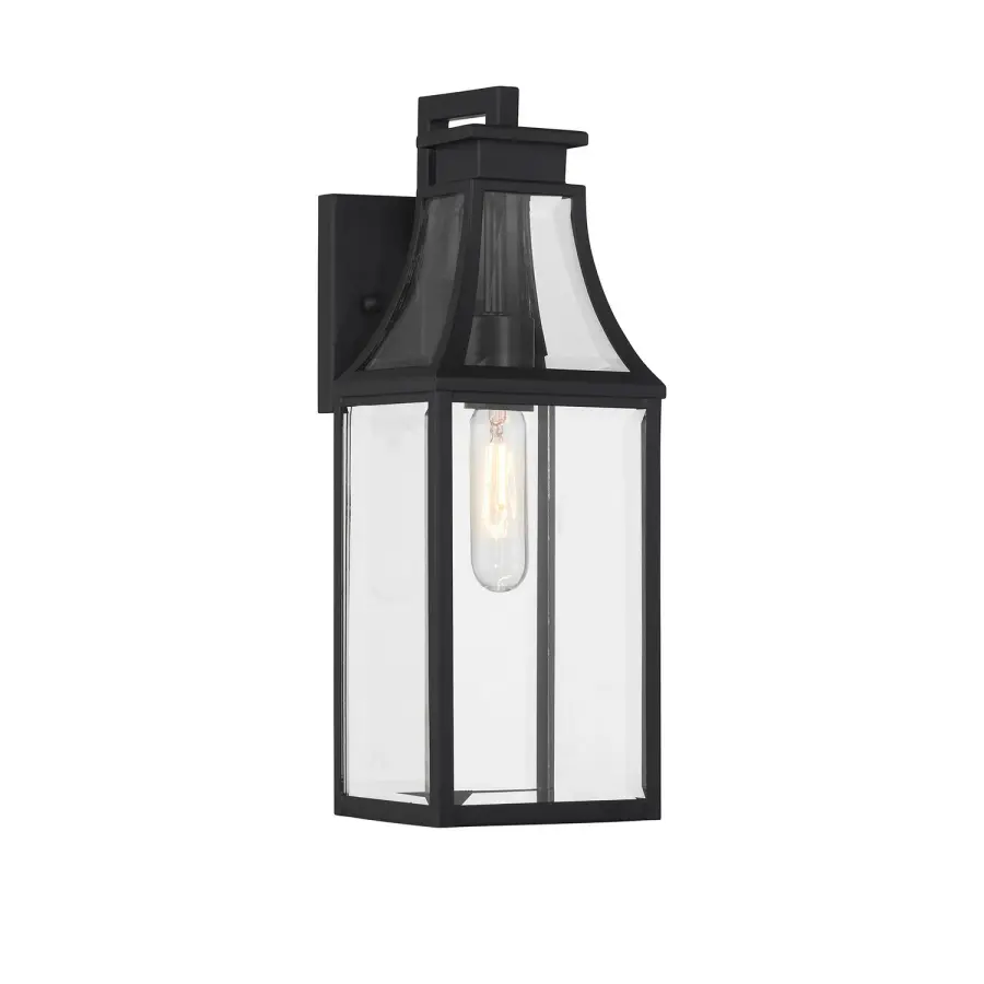 Emery One Light Outdoor Wall Lantern in Matte Black - Image 1