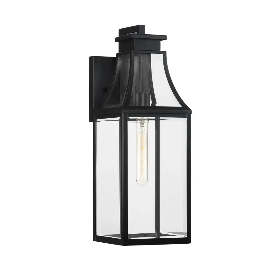 Emery One Light Outdoor Wall Lantern in Matte Black - Image 1