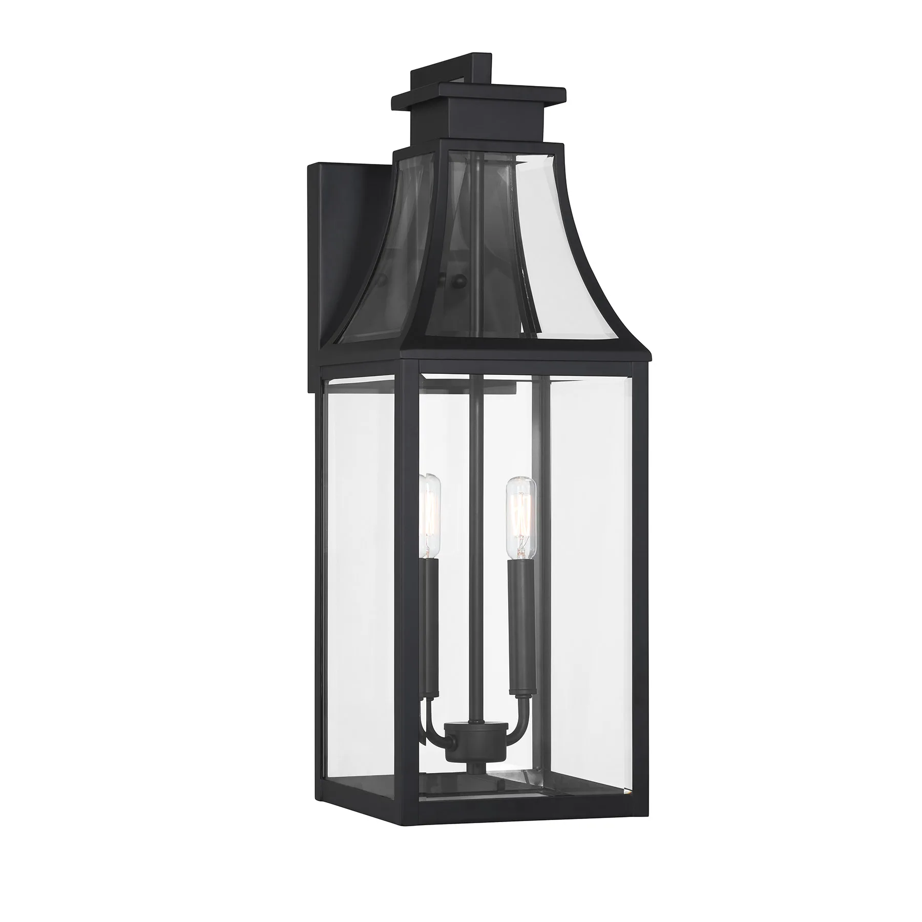 Emery Two Light Outdoor Wall Lantern in Matte Black