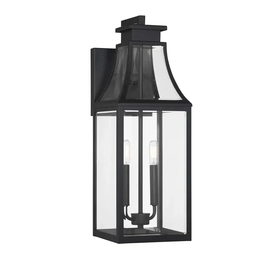 Emery 2-Light Outdoor Wall Lantern in Matte Black - Image 1