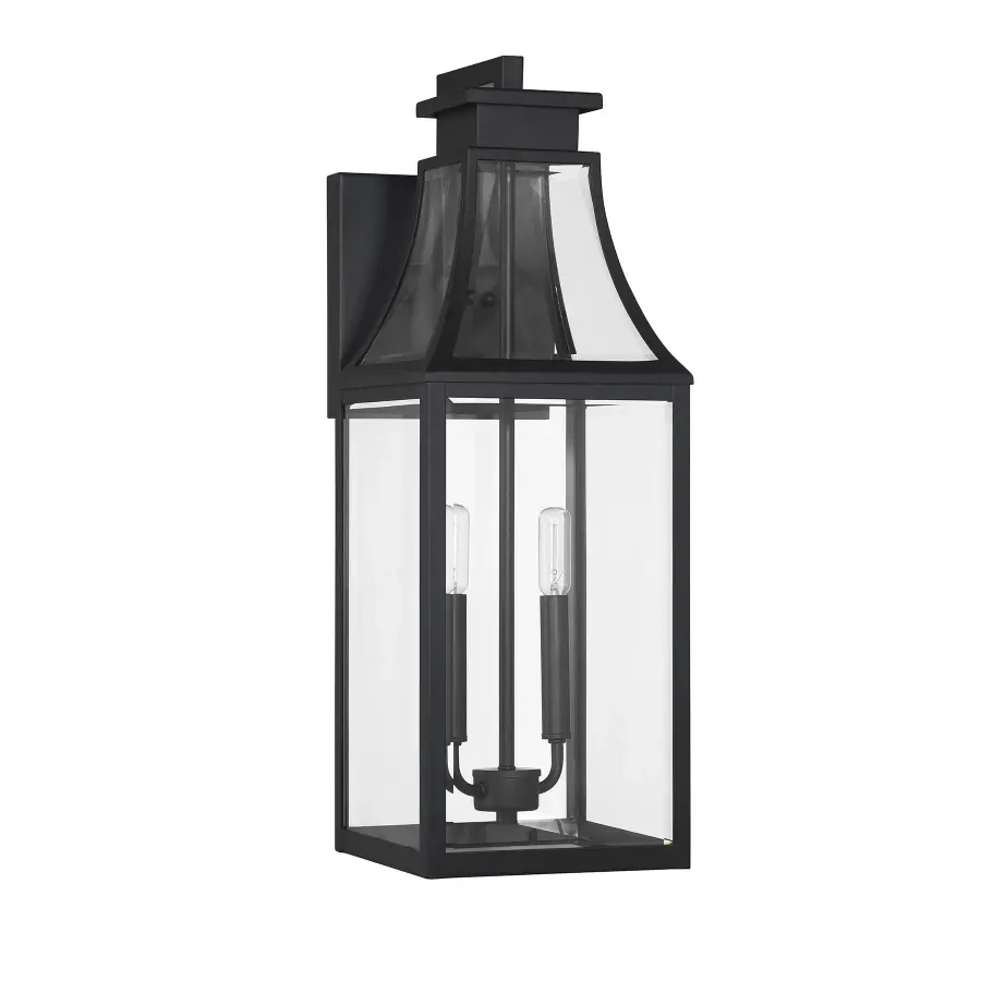 Emery 2-Light Outdoor Wall Lantern in Matte Black - Image 2